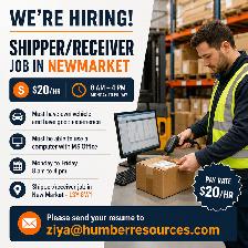 Shipper/Receiver job in NewMarket - $20/hr