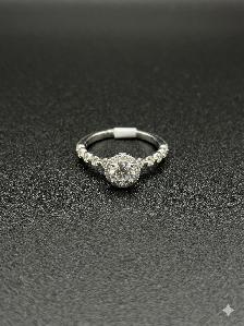 Bague de fiançailles Or Blanc 14K & Diamant naturel, NEUF