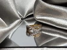 10Kt 2 Tone Gold 15 Cross Diamond Band $625