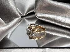 10Kt 2 Tone Gold 15 Cross Diamond Band $625 - Photo 3