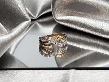 10Kt 2 Tone Gold 15 Cross Diamond Band $625 - Photo 6