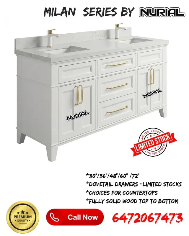 White Vanity, Kitchen Cabinet, Countertop
