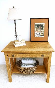 Solid Oak Mission Table – refinished in a Warm Honey colour