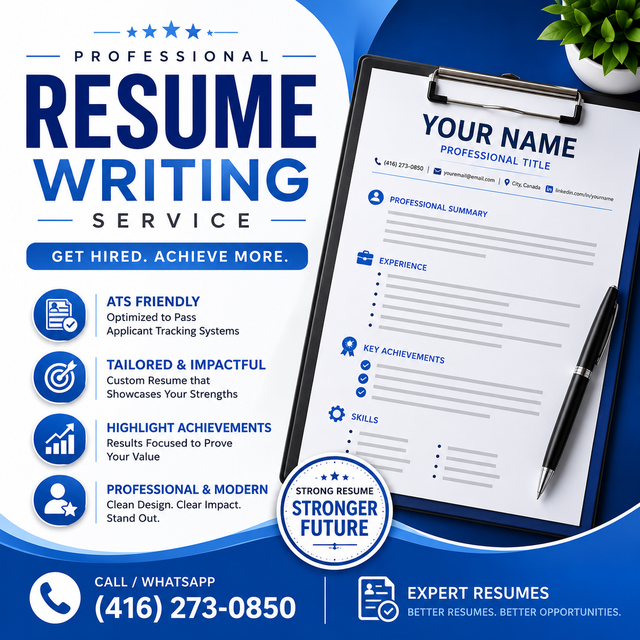 RESUME WRITING, COVER LETTER, LINKEDIN (416)273-0850
