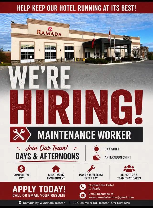 Looking for Maintenance, Front desk and Housekeeping  Workers