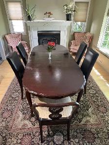 Walnut Dining Table with 6 Chairs – $200