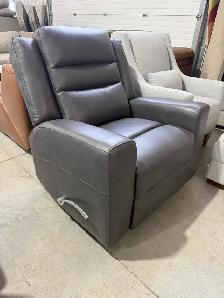 Grey leather rocker manual recliner