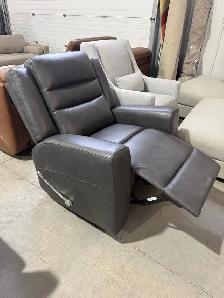 Grey leather rocker manual recliner - Photo 2