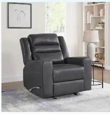 Grey leather rocker manual recliner - Photo 3
