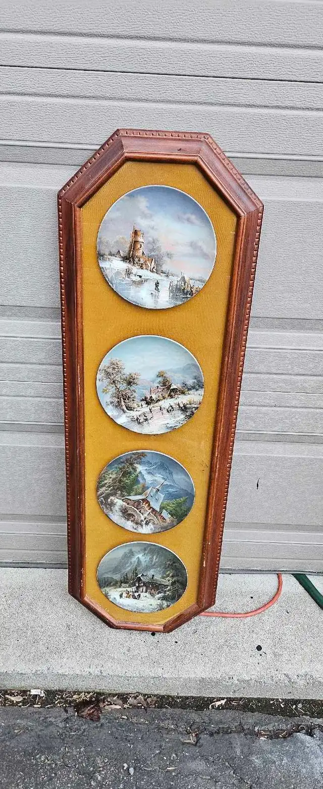 Vintage Four-Plate Wall Display
