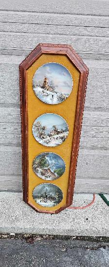 Vintage Four-Plate Wall Display
