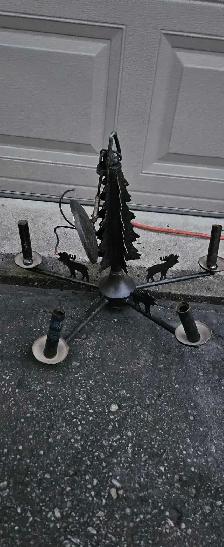 Rustic Moose and Pine Tree Chandelier