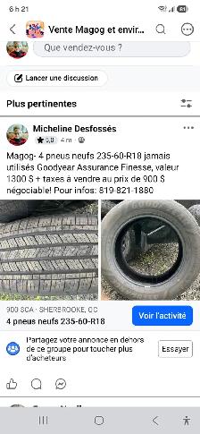 Magog- 4 pneus neufs 235-60-R18 Goodyear