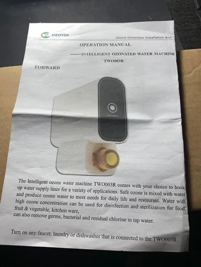 Ozone water machine