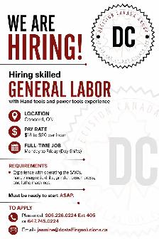 Hiring Skilled General Labor