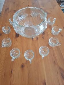 Glass Punch Bowl Set