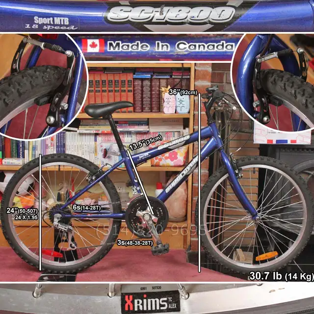 Vélo montagne 24' Sport MTB bleu métallique vintage 90e NEUVE