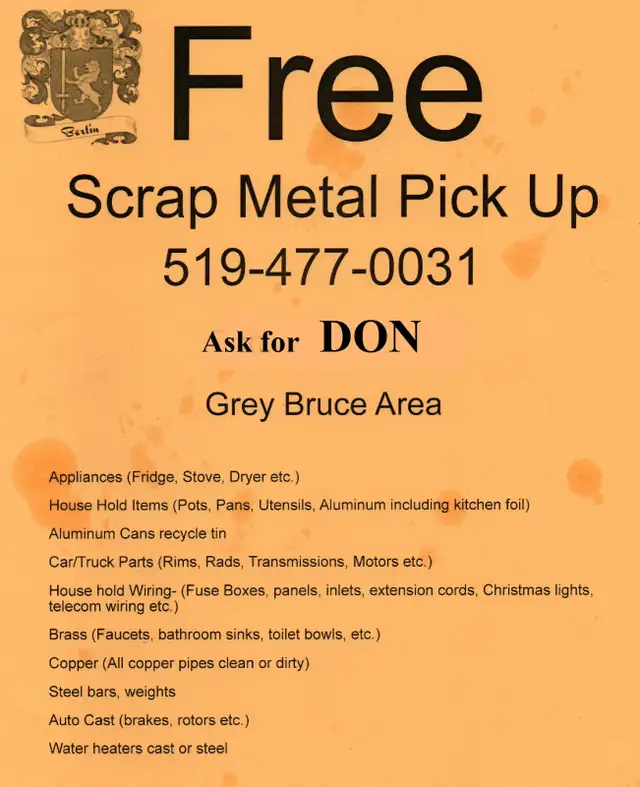FREE SCRAP METAL PICKUP Grey Bruce Area