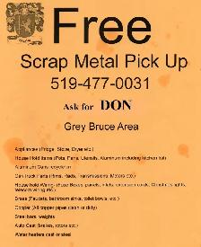 FREE SCRAP METAL PICKUP Grey Bruce Area