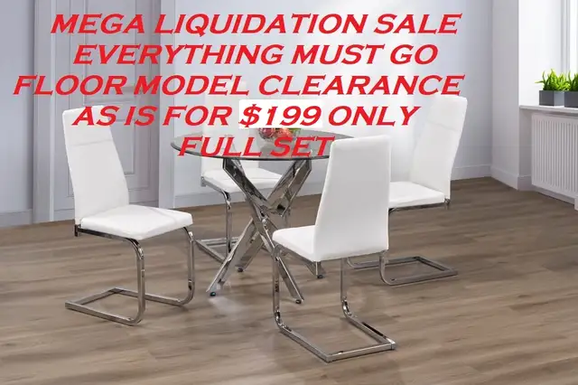 MEGA LIQUIDATION SALE OF DINING TABLE WITH FOUR CHAIRS MUST GO.
