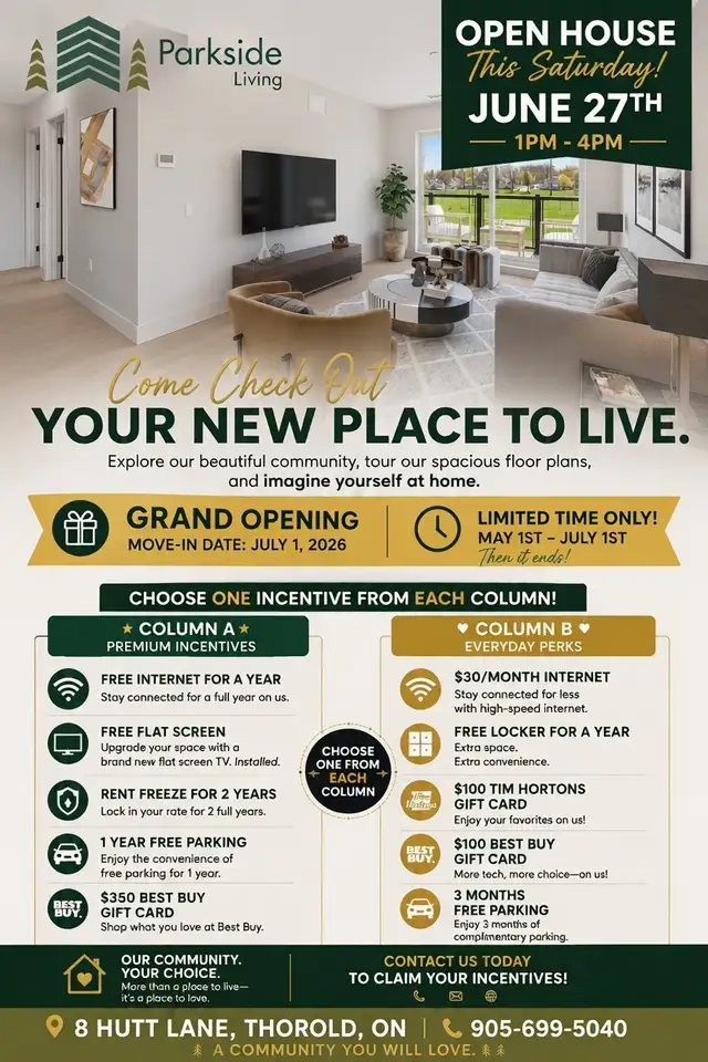 BRAND NEW Parkside Living Apartments - OPEN HOUSE This Saturday!