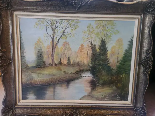 Landscape Oil Painting in Ornate Frame-lots of art here