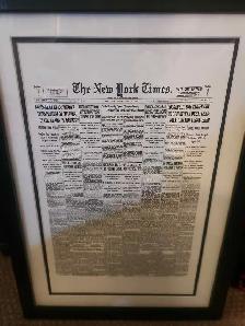 The New York Times Framed Newspaper Print- lots of art here