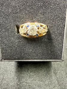 Women's 10K Gold Engagement Ring with Diamonds & Sapphires - Photo 2