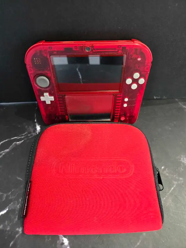 NINTENDO 2DS CLEAR RED W/CASE