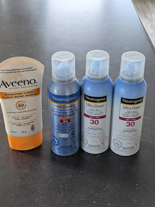 Écran solaire Aveeno et Neutrogena