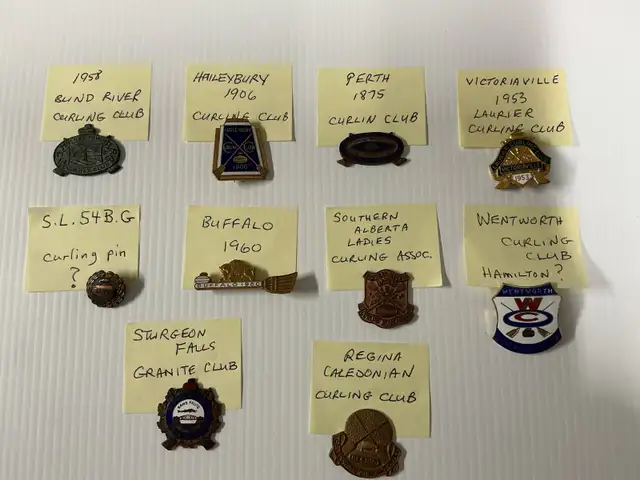 Vintage Curling Club pins