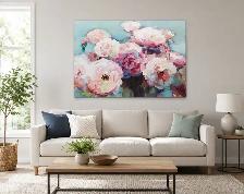 46"x34" Large Flower Canvas Wall Art. Excellent Condition