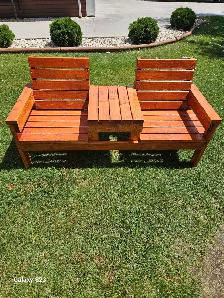 Double chair bench with built-in table for sale