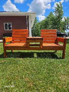 Double chair bench with built-in table for sale - Photo 2