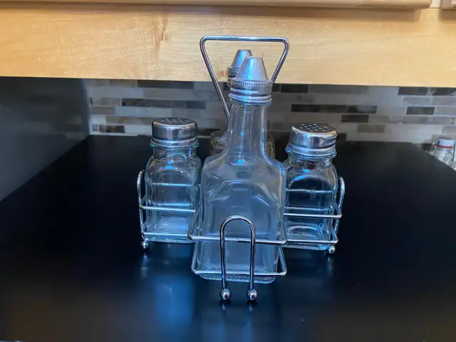 Vinegar and Olive Oil set with salt and pepper $5