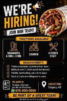 We're Hiring - Shawarma & Grill Cook