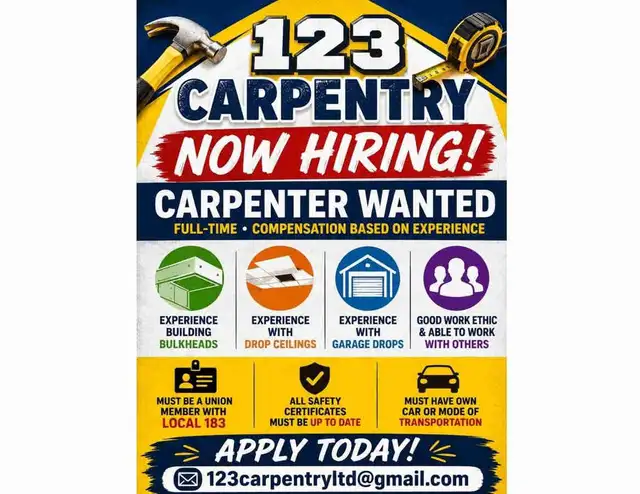 Rough Carpentry Job Available.