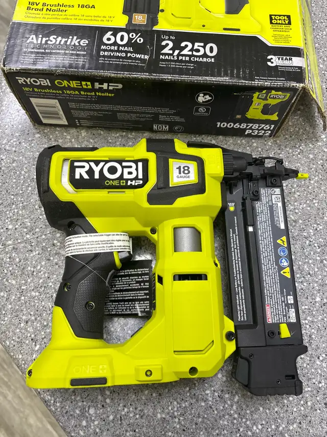 Ryobi P322 18V 18G Nail Gun New