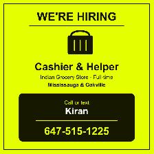 Indian Grocery Store Cashier (Full - Time)