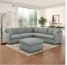 Grey fabric sectional with ottoman - Photo 4