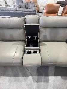 Grey leather 6 piece power reclining sectional - Photo 3