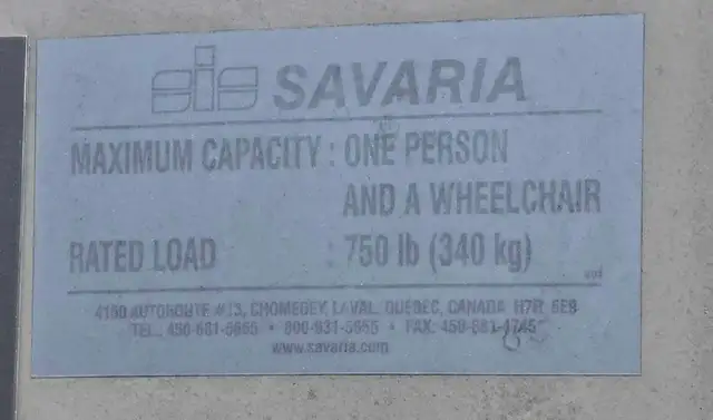 Savaria vertical platform lift (wheelchair/accessibility lift)