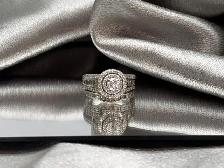 14KT White Gold Diamond Ring & Matching Band $2,975