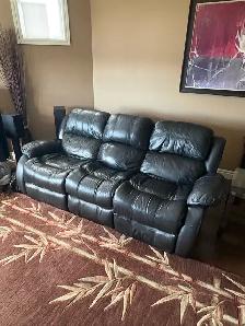 Free black leather reclining couch