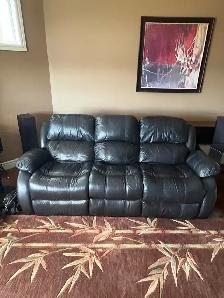 Free black leather reclining couch - Photo 2
