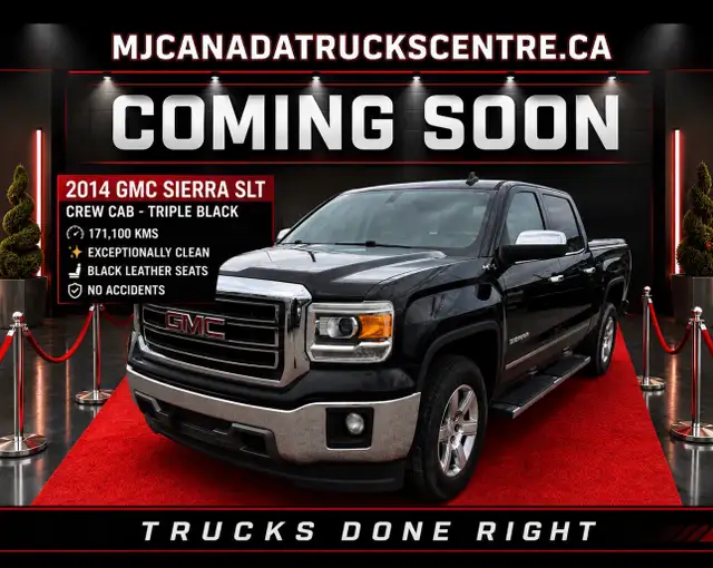 2014 GMC Sierra 1500 SLT - TRIPLE BLACK - BLACK LEATHER SEATING