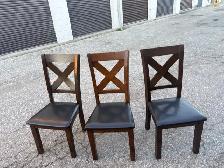 Free delivery used Set of 3 Dark Wood Dining Chairs - Photo 4