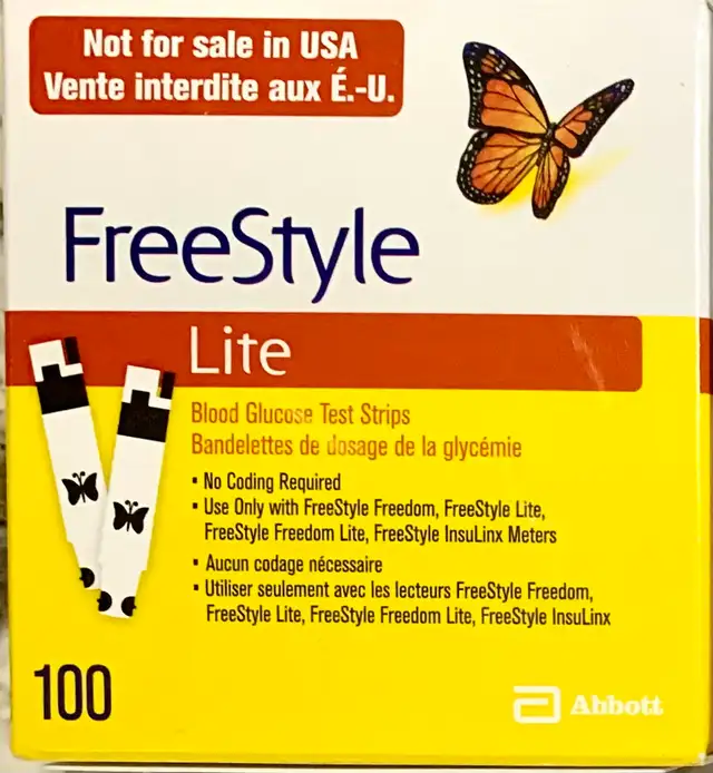 NEW FreeStyle Lite BG Test Strips — 100 Ct. (Exp. 08/2027)