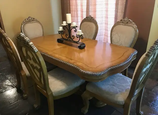High end solid table and 8 chairs