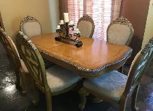 High end solid table and 8 chairs